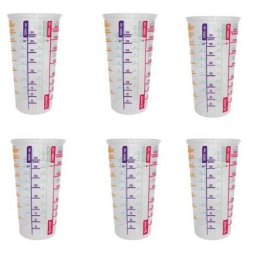 Imagem de Kit 6 Copos de Plástico Medidor Dosador 500ML 3205-JAGUAR