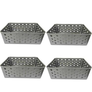 Imagem de Kit 4 Cesto Multiuso Organizador Premium Cinza 123Organizei - 123 Orga