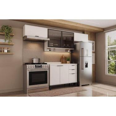 Imagem de Cozinha Modulada Completa Alpha 4 Peças (3Aéreos+1Balcão) C4P180 Branco - Carraro