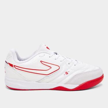 Imagem de Chuteira Futsal Topper Maestro PRO V Unissex, Branco, Vermelho, 44