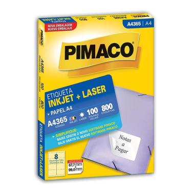 Imagem de Etiqueta inkjet/laser A4365 com 100 folhas Pimaco