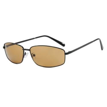 Imagem de Óculos de sol vintage Y2K femininos, elegantes, com lentes degradê, armação de metal, UV400, chá preto, 146 mm