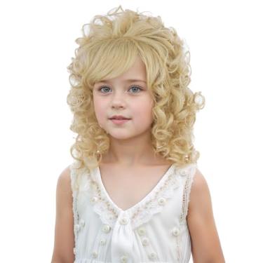 Imagem de DUDUWIG Peruca infantil loira curta para meninas, cacheada, ondulada, com franja, cosplay, perucas de cabelo incluem touca
