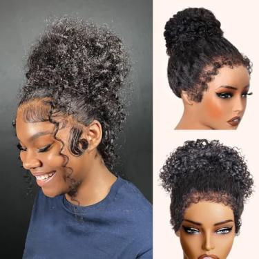 Imagem de Healthair Perucas de cabelo humano 360 invisíveis de onda de água, cabelo humano, borda 4C, alça oculta, pré-cortada, nós pré-descoloridos, sem cola, 360 HD, perucas de renda total para mulheres (66