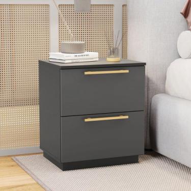 Imagem de Mesa de Cabeceira Cindy 2 Gavetas com Corrediças Telescópicas Chumbo G