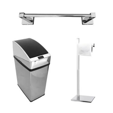 Imagem de Toalheiro 30cm Lixeira Automática 3L Papeleira Simples Inox