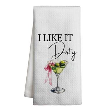 Imagem de I Like It Dirty Martini Toalhas de Cozinha Toalhas de Prato para Cozinha Bar Carrinho Decoração de Casa Toalhas de Chá para Limpeza Presentes para Bartender Amantes de Martini Mulheres Reutilizáveis