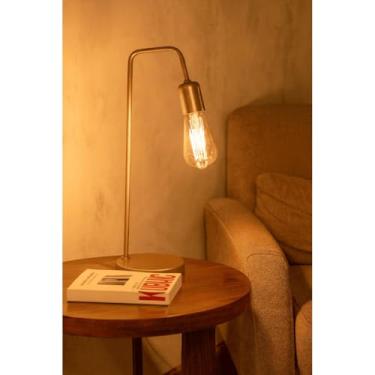 Imagem de Luminária De Mesa Abajur de Cabeceira L De Quarto Sala Retro Vintage Industrial Moderno Bivolt (Dourado)