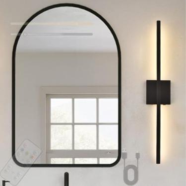 Imagem de LED Bateria Arandela com Controle Remoto Candeeiros de Parede de Toque Regulável USB Carregável Sem Fio Iluminação de Parede Magnética Rotativa 350° para Sala de Estar Quarto Escada (Quadrado Preto