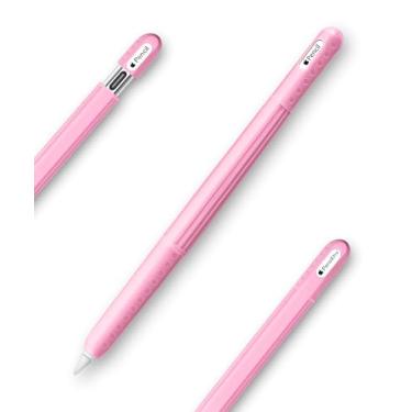 Imagem de Capa de silicone compatível com Apple Pencil (2ª geração/Pro/USB-C) – capa protetora, aderência confortável, design ergonômico antiderrapante, leve e resistente a arranhões (rosa)