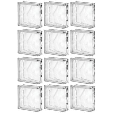 Imagem de Kit 12 Bloco De Vidro 1 Lado Acabamento 19X19X8 Tradestar