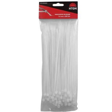 Imagem de Kit 100 Abraçadeiras Nylon Branca 3Mm X 200Mm Enforca Gato