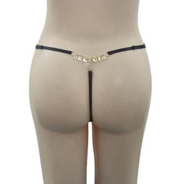 Imagem de Calcinha fio dental sensual safadinha intima delas, DELÍCIA, Preto