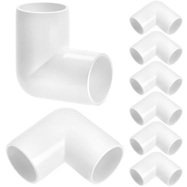 Imagem de QWORK Encaixe de PVC de cotovelo de 90 graus, encaixe de PVC para móveis de 3,5 cm, pacote com 8, resistente a UV e à prova de impacto, branco