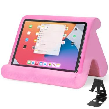 Imagem de Suporte universal multiângulo para tablet - suporte macio com suporte de telefone preto para colo, joelho, sofá e cama, compatível com iPad Pro 9.7, 10.5, 12.9 Air Mini 4 3, Kindle, Galaxy Tab