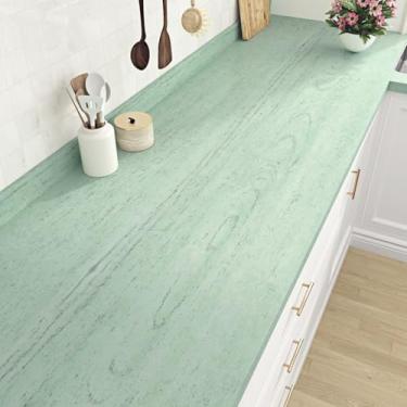 Imagem de EPPKILY Papel de contato de madeira verde descasque e cole bancadas papel de parede de madeira verde autoadesivo removível de grão de madeira papel de contato para armários bancadas forro de cozinha