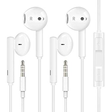 Imagem de Pacote com 2 fones de ouvido intra-auriculares com fio, fones de ouvido com fio com fones de ouvido de 3,5 mm [certificado MFi] com controle de volume de microfone, compatível com iPhone, iPad, iPod