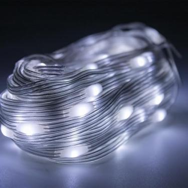 Imagem de Led Pisca Linha 30 Metros com 8 Modos de Luz | Decoração Natal, Ano Novo, Festas e Ambientes Internos | Lâmpadas em Gota com Plug USB e Fio Crystal (Branco)