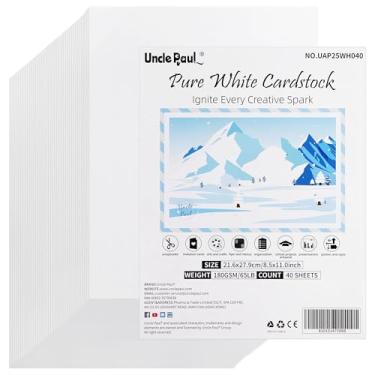 Imagem de Cartolina branca pura com 40 folhas – 21 x 28 cm, capa dupla face, papel para impressora de 29,5 kg, perfeito para álbuns, artesanato, cartões de visita 180 g/m² UAP25WH040