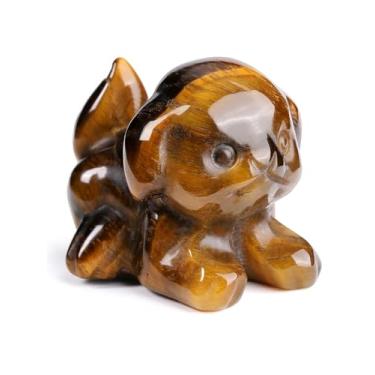 Imagem de PESOENTH Enfeite de cachorro fofo para amantes de cães, presentes para mulheres, aniversário, olho de tigre, pedra preciosa de cristal, estatueta de cachorro, decoração de quarto de casa, 3,8 cm