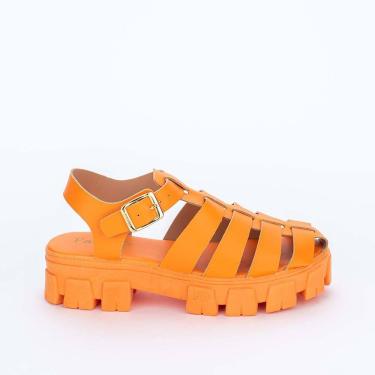 Imagem de Sandália Infantil Kidy Fanfik Tratorada Tiras Laranja