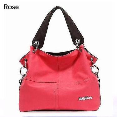 Imagem de Bolsas emendadas bolsa de ombro mensageiro bolsa feminina rosa - HUOGU