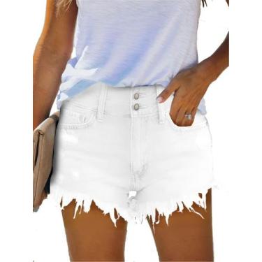 Imagem de Shorts Onlypuff High Rise White Denim Elástico XXL para mulheres