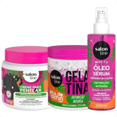 Imagem de Kit Salon Line Definição Intensa: Creme Para Pentear 500g, Gelatina Ca