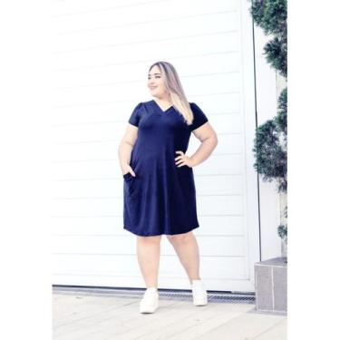 Imagem de Vestido Curto Decote em V com Bolso - luh may, Azul, G2