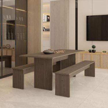 Imagem de Mesa de Jantar 200x80x74cm 25mm C/02 Bancos Essence - Metalig