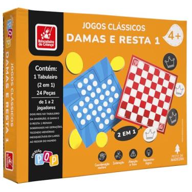 Imagem de Brincadeira de Crinança Jogos Clássicos de Tabuleiro Dama e Resta 1