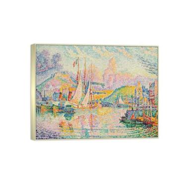 Imagem de Impressão em tela famosa pintura paisagem arte de parede - Harbor 3-Pôster moldura prata para decoração de casa 70 x 90 cm 27 x 35 pol