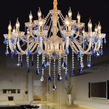 Imagem de Luminária pendente de vela de cristal europeia, sala de estar de luxo, restaurante, quarto, quarto de menina, vila, hotel, loja de roupas, salão de beleza, café, bar, lustre KTV (JA 18 luzes