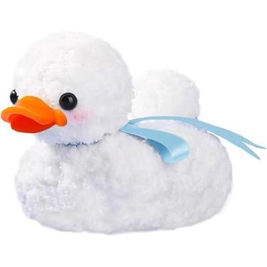 Imagem de SGVAHY Capa peluda para AirPods 4 desenho animado 3D engraçado desenho de pelúcia branco pato capa macia e fofa com chaveiro kawaii capa protetora anti-queda mulheres meninas