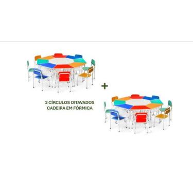 Imagem de Kit 2 Círculos Oitavados Infantis c/ Cadeiras em Fórmica - SchoolCente