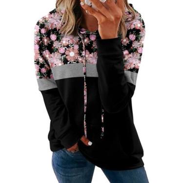 Imagem de Hoodies Onlypuff Pullover para mulheres, moletons com capuz florais