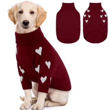 Imagem de Kuoser Suéter para cães, suéteres quentes para cães extragrande, gola rolê, suéter grosso para cães, roupa de Natal, roupas de inverno para animais de estimação para o frio, pulôver para meninas