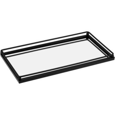 Imagem de BANDEJA ESPELHADO METAL 2x14x27cm PRATA DECORATIVA ENFEITE LAVABO - NH