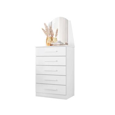 Imagem de Cômoda Penteadeira com Espelho 5 Gavetas Organizadora Moderna Design C