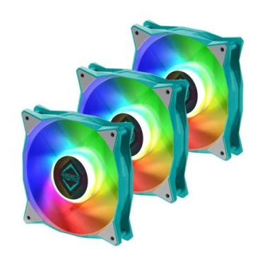 Imagem de Kit com 3x Cooler FAN Iceberg Thermal IceGale ARGB 120mm Cinza e Azul 