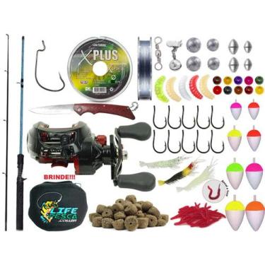 Imagem de Kit Pesca Vara 1,50m 12kg + Carretilha + Linha Multifilamento (Ref. 28