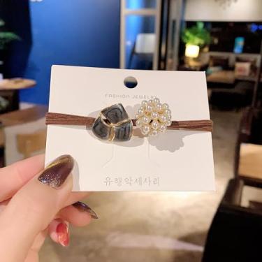 Imagem de HEEPDD Para Meninas Mulheres, Trabalho Diário Data de Festa Acrílica Elástico Laços de Cabelo Acessórios de Cabelo Beleza Essencial Nan Nan (Little Fragrance Hair Acestories Blue Navy)