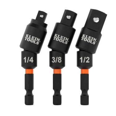 Imagem de Klein Tools 65813SW Conjunto de adaptadores de soquete giratório de chave de impacto de 3 peças, rotação de 20 graus, extensão de soquete com classificação de impacto, retenção esférica, alta