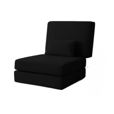 Imagem de Puff Colchonete DobráVel - Sofá, Cama De Solteiro E Pufe Com Almofada Inclusa(Preto)
