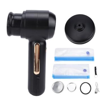 Imagem de POCREATION Seladora a Vácuo Portátil Food Saver Preservadora 60kPa Sucção Poderosa para Carne, Vegetais, Frutas Com Sacos Reutilizáveis, Tampas para Pote de Mason, Tela LED, Bateria de (Preto)