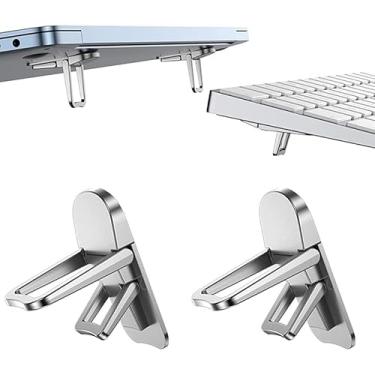 Imagem de Suporte de laptop com 2 peças, mini suporte portátil dobrável e visível para laptop, suporte de resfriamento