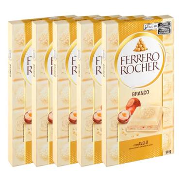 Imagem de Chocolate Ferrero Rocher Branco Avelã Kit 5 Barras de 90g