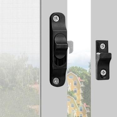 Imagem de Fechadura de porta fivela push-pull antifurto gancho de janela ferragem deslizante puxar porta janela fechadura (preto)
