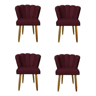 Imagem de Kit 4 Cadeiras Flor para Quarto Penteadeira - Balaqui Decor Cor:bordo