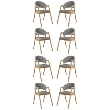 Imagem de Kit 8 Cadeiras Para Mesa de Jantar Moderna Linho - Balaqui Cor:grafite